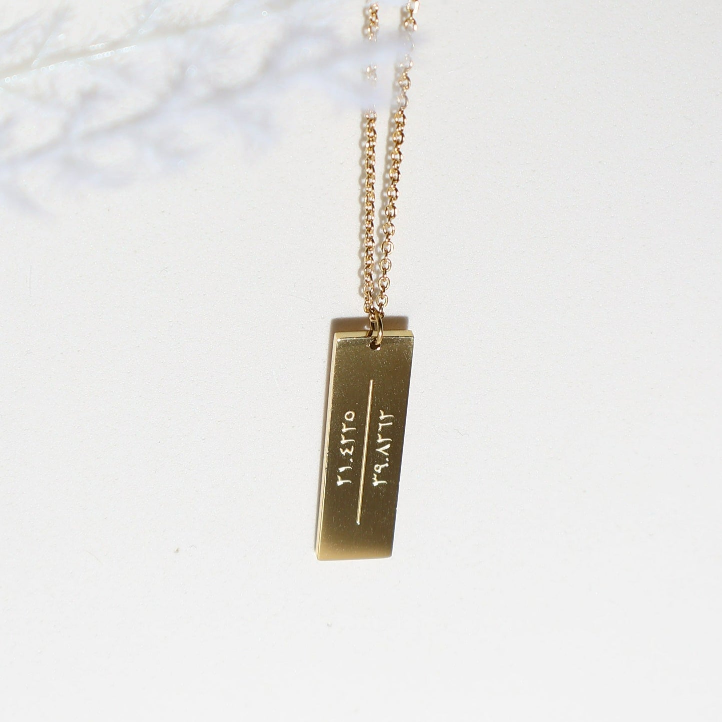 18K Gold Plated Kaaba Coordinates Necklace