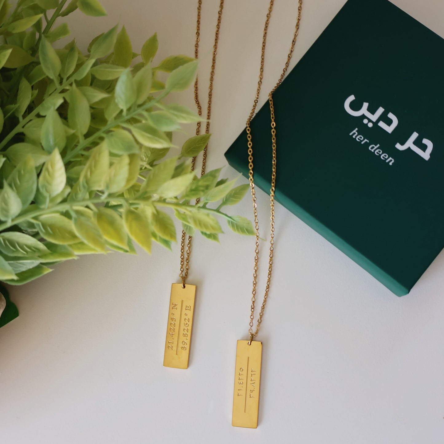 18K Gold Plated Kaaba Coordinates Necklace